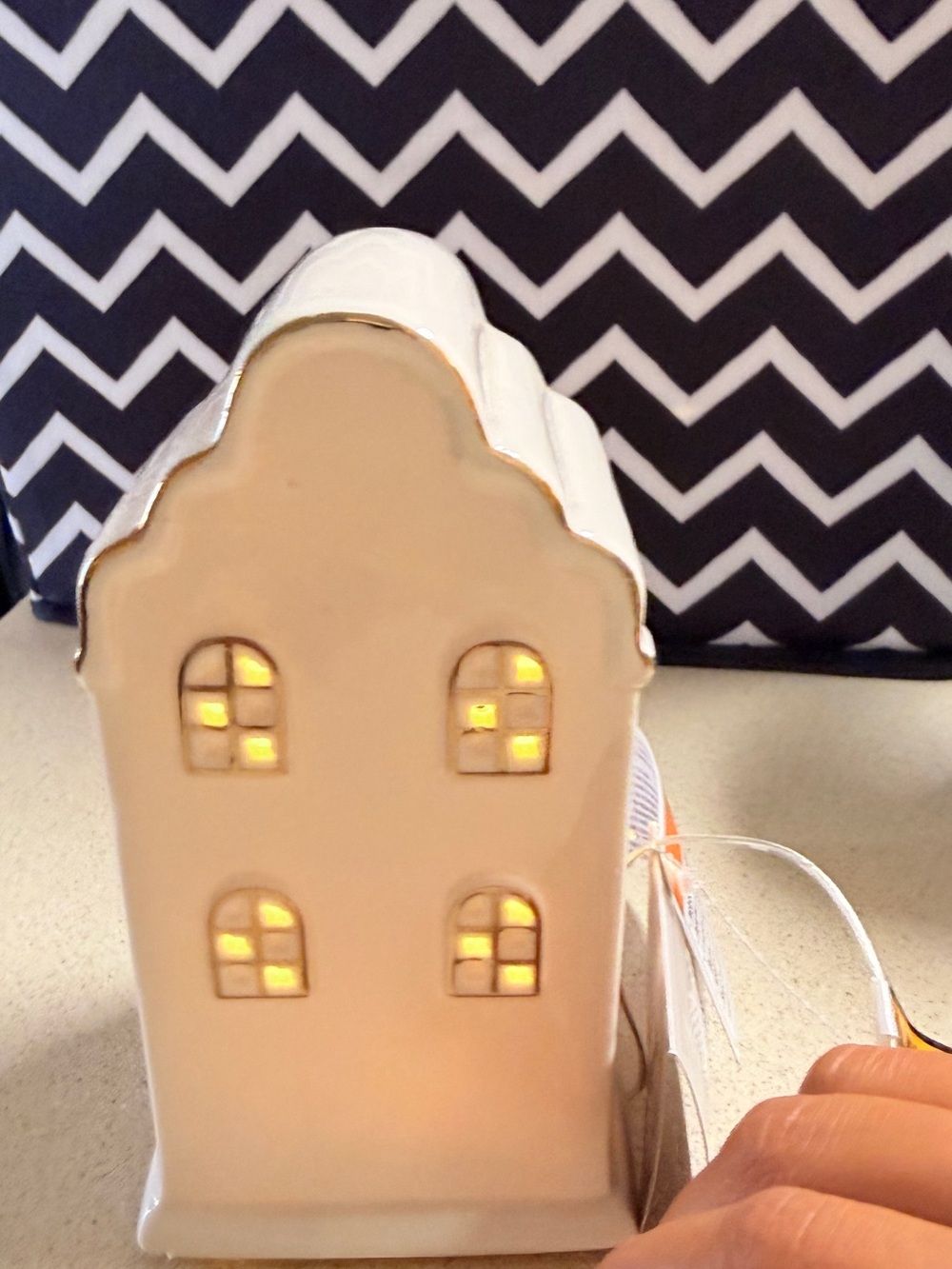 White Ceramic Lighted Decorative House - Brand Unspecified